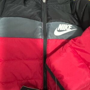 Nike Puffer Jacket Red and Black Bold Design